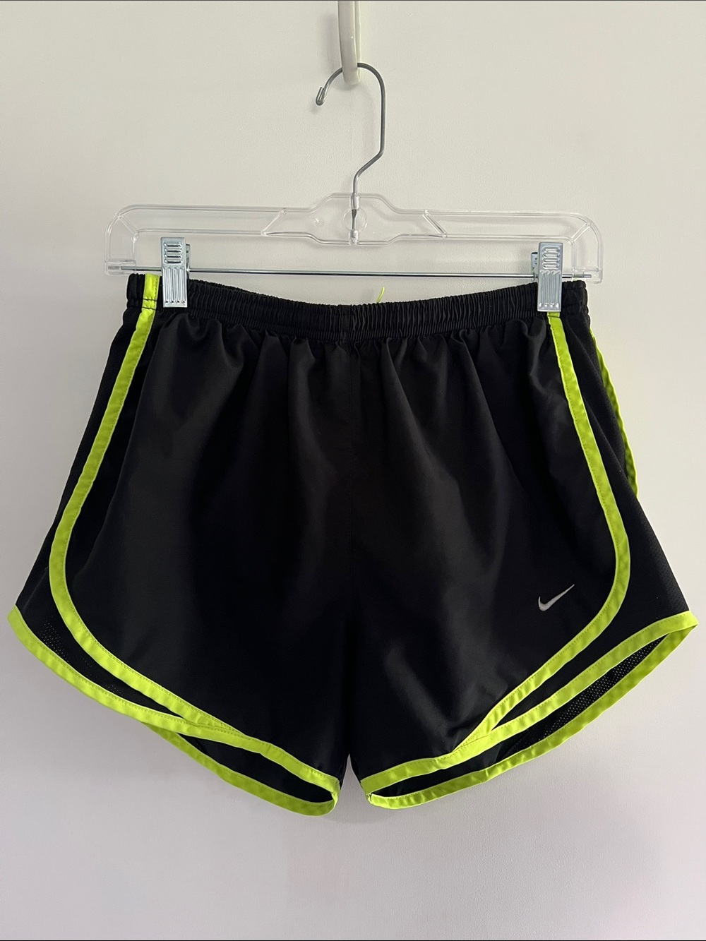 Nike Women’s Black Athletic Shorts with Neon Green Trim